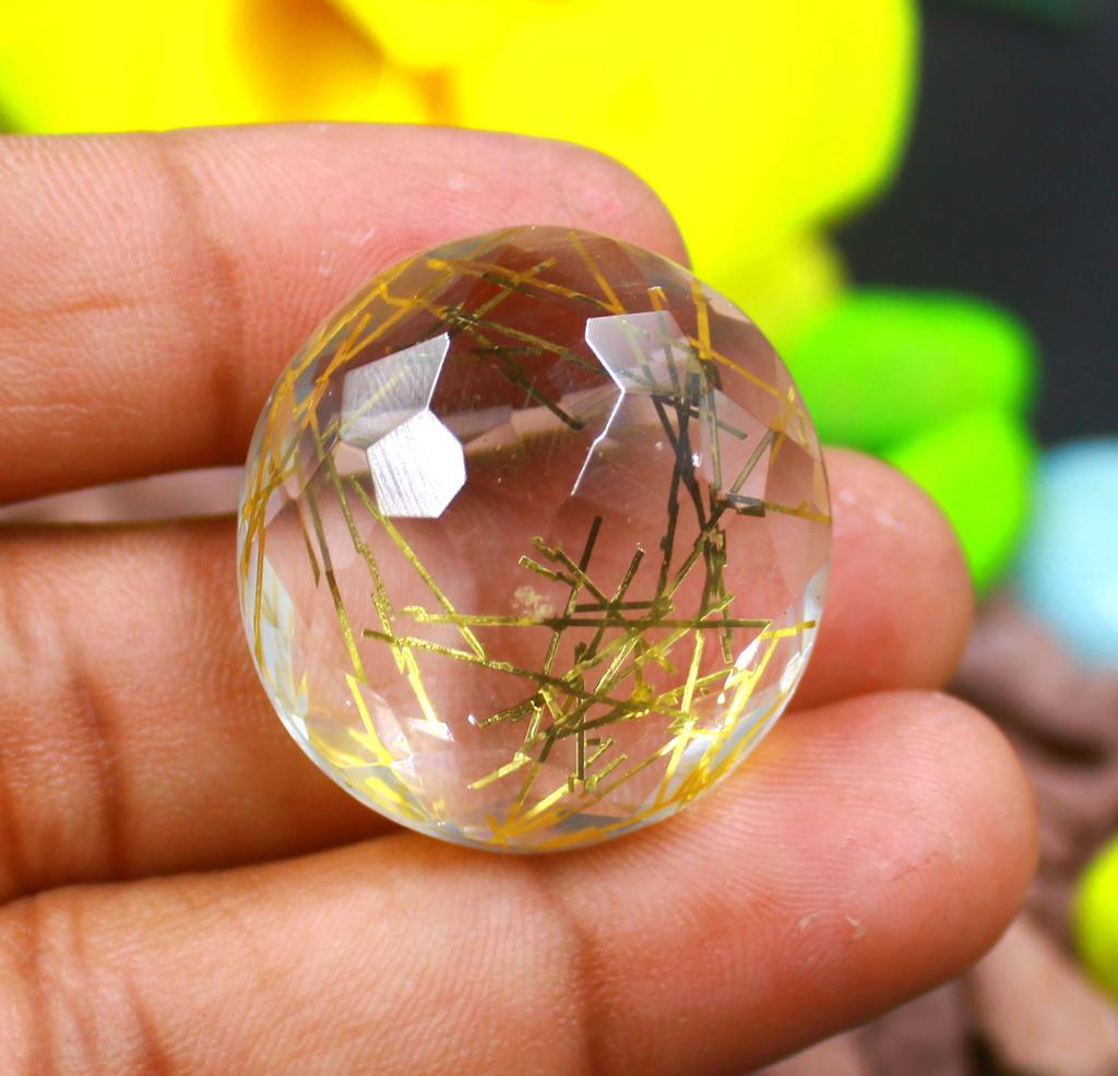 55-65 Carat Round Shape Certified Green Quartz Lab Created Brazil Certified Gemstone SN379