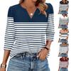 Women's Fashion Casual 3/4 Sleeve Print Shirt Women's V-Neck Tops