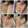 Cloth Big Flower Choker Lace-up Rope Knot Clavicle Chain Exquisite Flower Necklace  Women