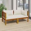 VidaXL 2-seater Garden Sofa and Cream Cushion Solid Acacia Wood