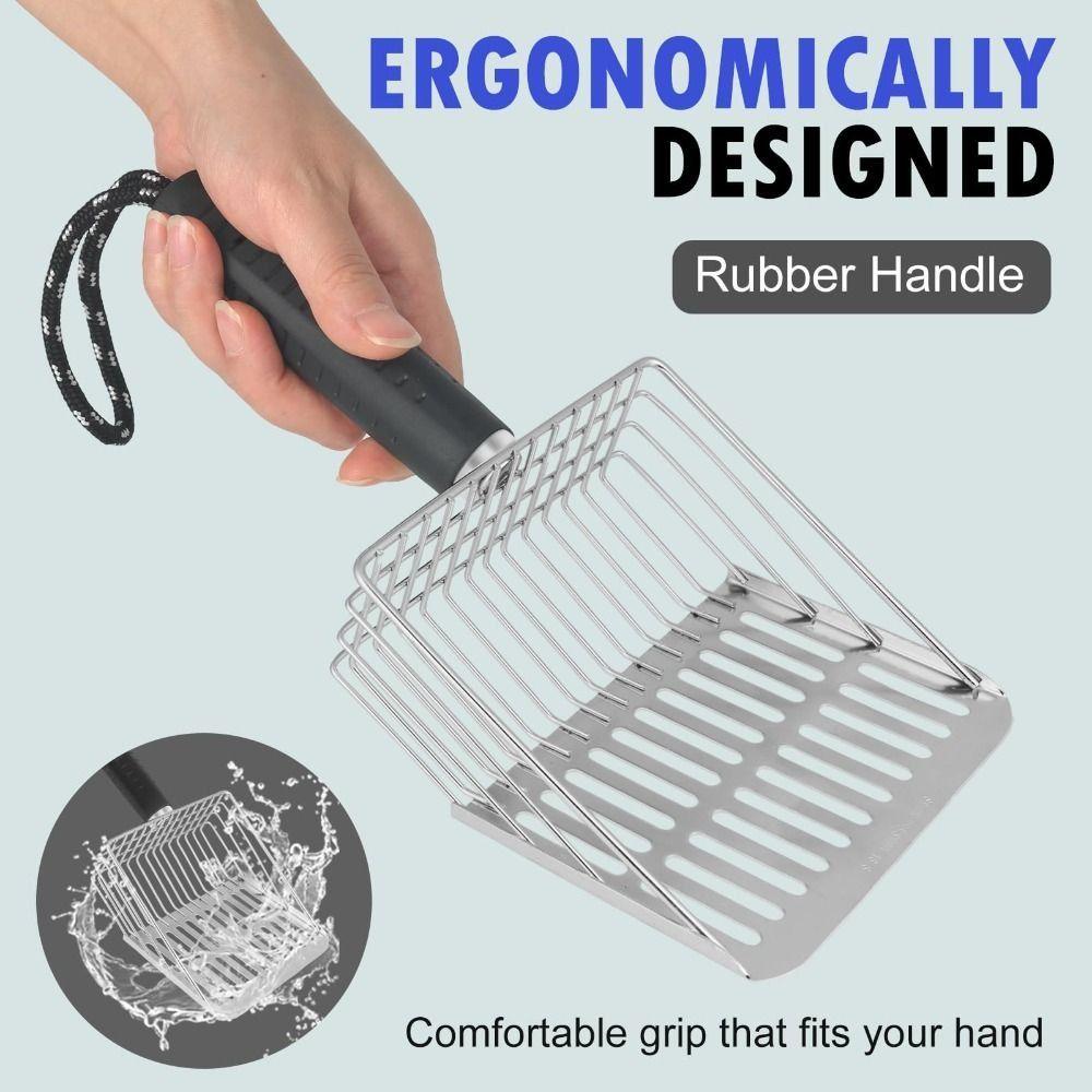 Stainless Steel Cat Litter Shovel Hanging Design Pet Feces Cleaner Pet Cleaner Scoop Pet Toilets