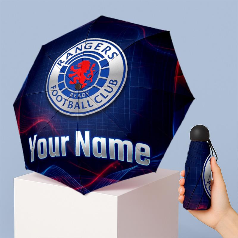 Rangers FC Manual Five Fold 8 Rib Umbrella Support Custom Text, Lightweight Travel Umbrella