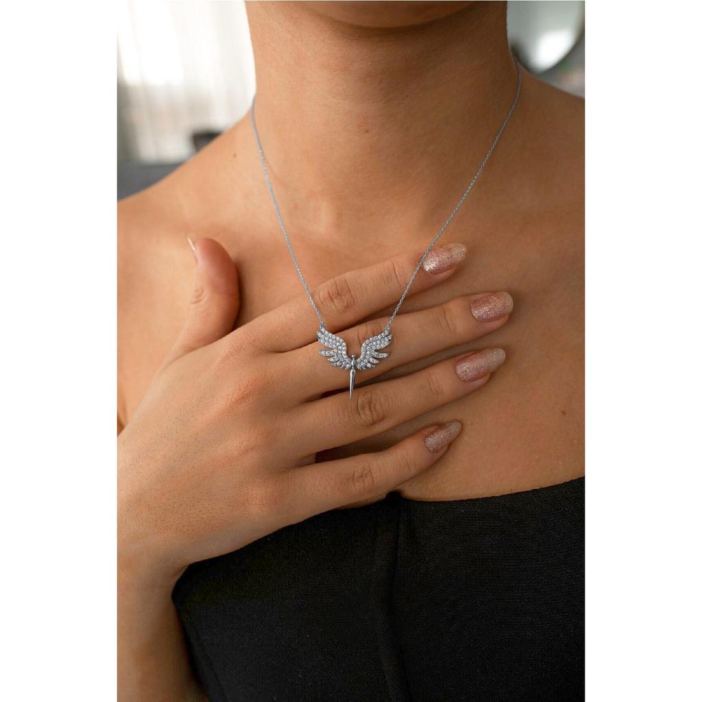 Цирконовое каменное ожерелье с крыльями ангела, устойчивое к потускнению, золотое стальное ожерелье с фигурой Михаила Ангела