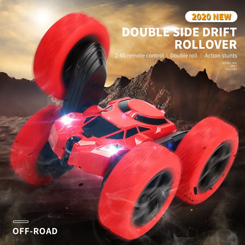 RC Stunt Car 1PCS двухсторонний Stunt Car высокоскоростной поворот на 360 градусов кувыркающийся автомобиль огни дети RC Car Toys