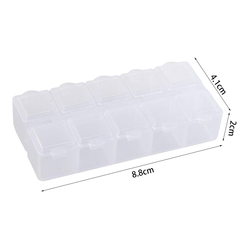 Plastic Plastic Box Organizer Transparent 10 Grid Square Box Packaging Tool Storage Boxes Storage