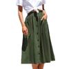 Women's Casual Loose Casual Pocket  A-line High Waisted Mid Length Skirt With Pocket