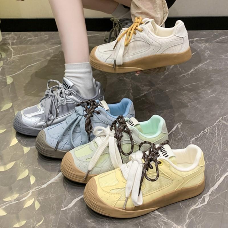 Fashion 2025 Spring Womens Mesh Hollow Sports Shoes Cute Thick Sole Breathable Shoes Leisure Sports Skateboard Tennis Zapatos Mujer