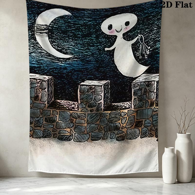 Das Kleine Gespenst Wall Tapestry Aesthetic Wall Hanging Printed Fabric Blanket Decorative Tapestries For Bedroom Living Room Home Decor