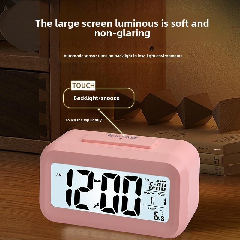 Rechargeable Digital Alarm Clock With Smart Light Sensor Room Gift Decoration
