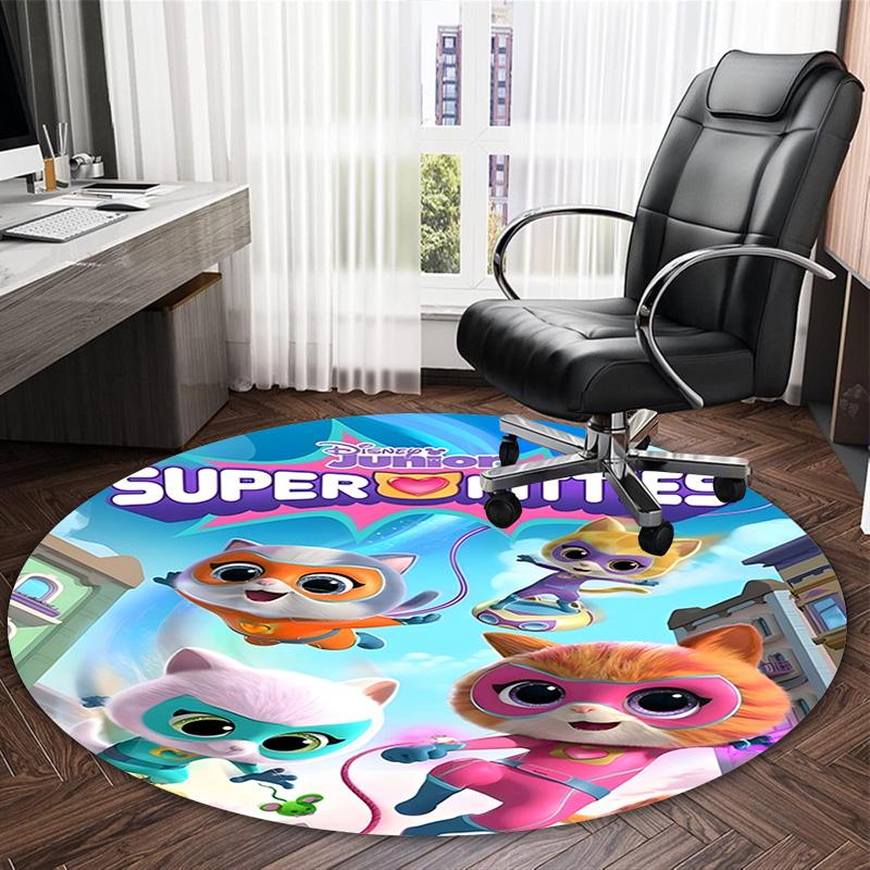 1pc Super Kitties Adventures2 Print Round Carpet Chair Round Carpet Suitable for Bedroom Living Room Home Decorative Carpet