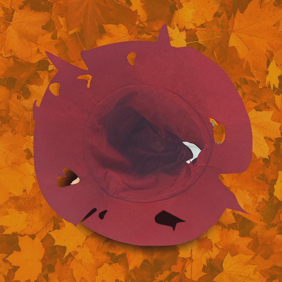 Украшения для вечеринки, Шляпа ведьмы на Хэллоуин, Шляпа ведьмы, Шляпа с красными листьями, Вечеринка на Хэллоуин, Войлочная остроконечная шляпа, Войлочный материал, Реквизит для косплея