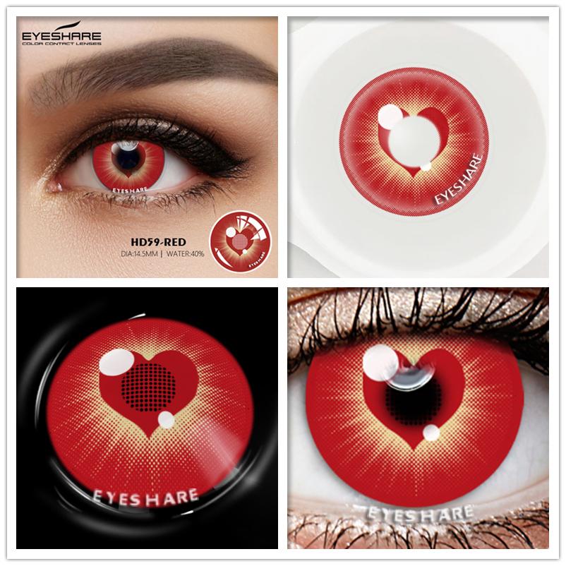 Eyeshare Цветные контактные линзы для глаз, 1 пара, цветные линзы для косплея в стиле аниме, синие, красные линзы для Хэллоуина, контактные линзы, косметический макияж
