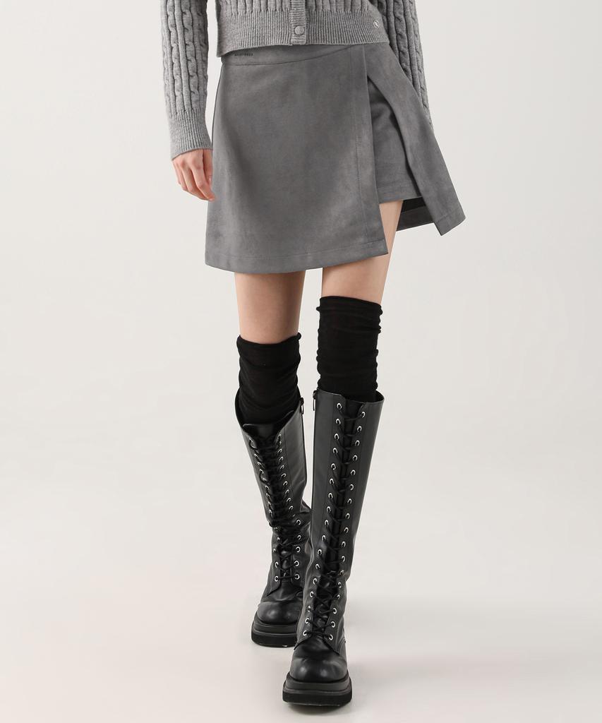 Urban Dress Suede Chic Slit Mini Skirt Khaki