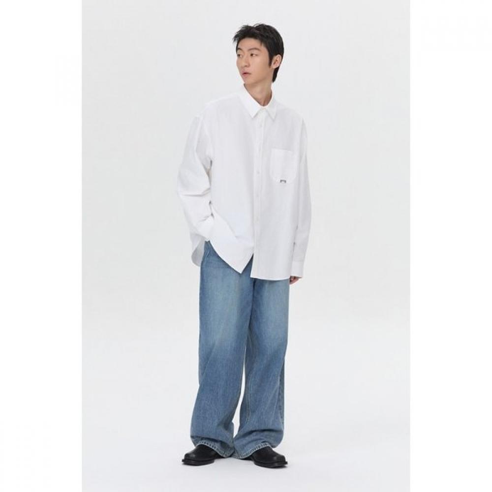 Customellow Oversized Fit Solid Shirt White C9sam26204whx