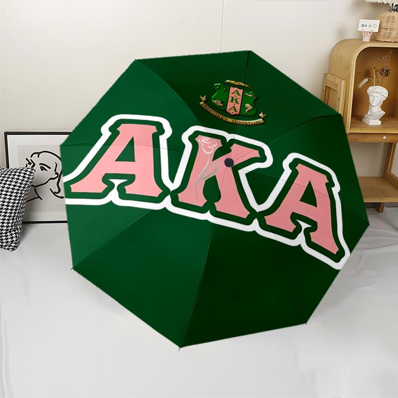 Автоматический зонт AKA Logo5 Print, 8 спиц, железный каркас, пластиковая ручка, подходит для путешествий на открытом воздухе и на каждый день, идеальный подарок