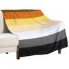 Gay Bear Pride Flag Ed Background Throw Blanket Vintage Blanket Valentine Gift Ideas Flannel Blanket#
