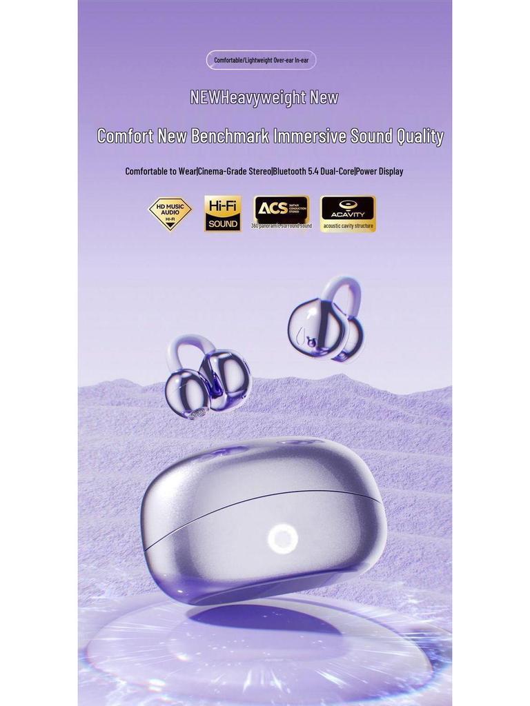 S480 Wireless Bluetooth Headset: Stylish Clip-On, High-Quality Sound, Long Battery, Ideal for Sports & Running.