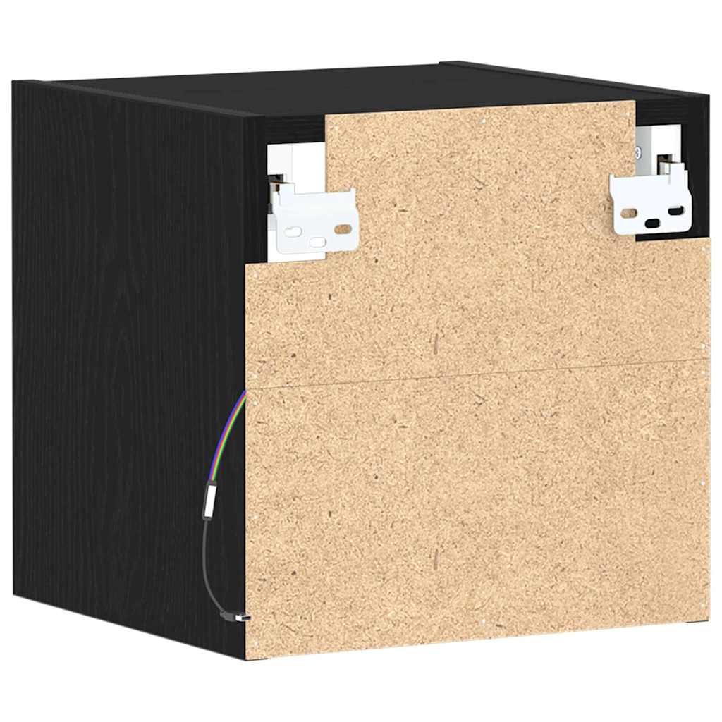 LED Wall Mounted Nightstand 2 pcs Black 30 x 28.5 x 30 cm