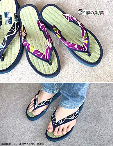Takeharu Setta Made in Japan Tatami Rush Sandals Calypso Tatami Sandals Hemp 14 Sandals M Women's Leaf/Navy
