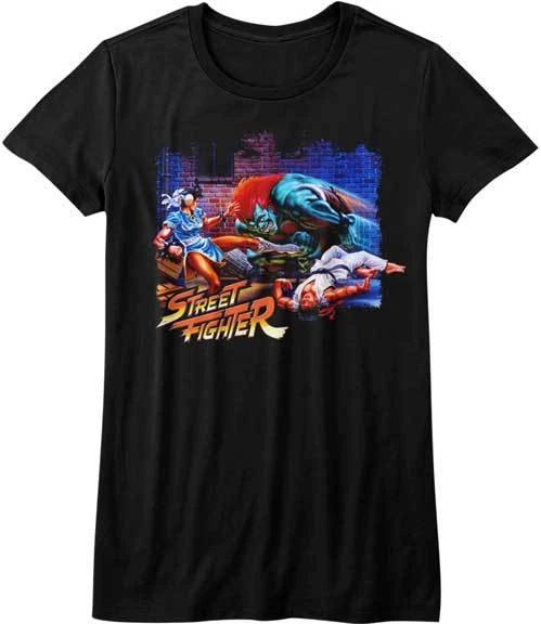 Street Fighter Video Game Alley Fight Women's Fitted T Shirt
