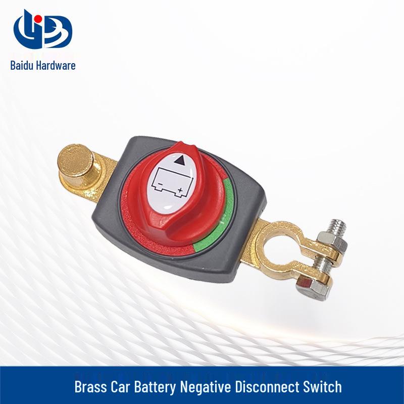Brass Car Battery Disconnect Switch for 12V/24V, 15-17mm Negative Terminal.