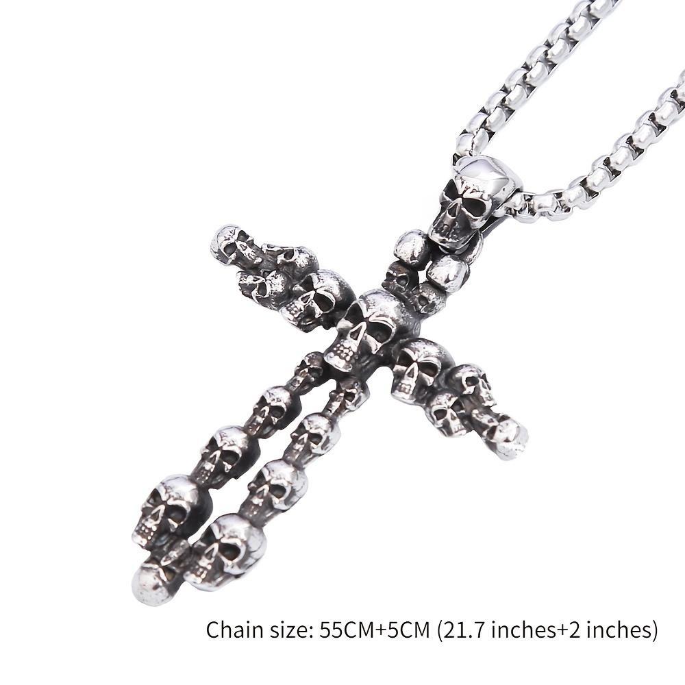 Винтажное ожерелье с черным крестом и черепом, мужское готическое ожерелье с крестом, велосипедный уникальный протектор, ювелирное изделие, подарок