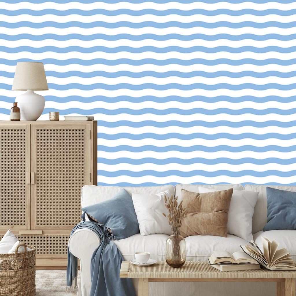 Azure Stripes Wallpaper, Clear Detail for Living Room and Bedroom 50x1000