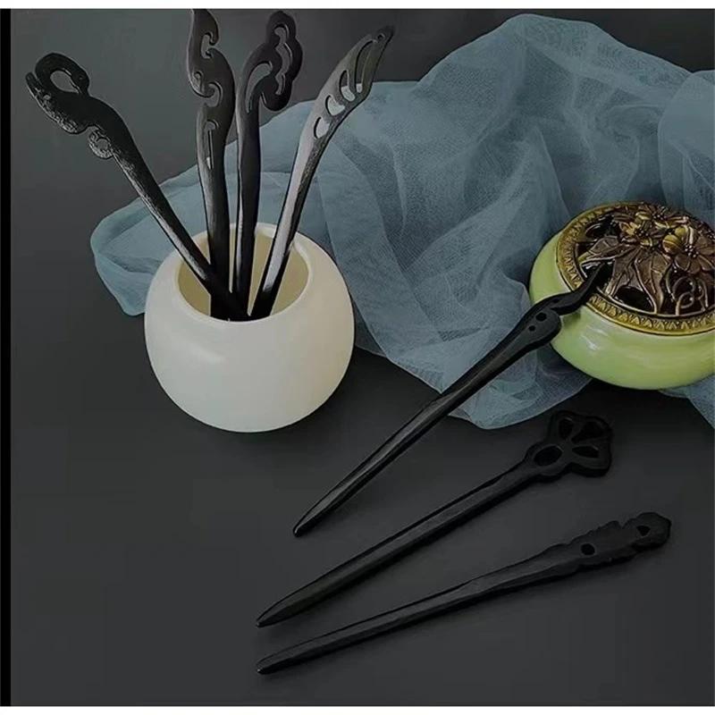 Новая женская мода Простая черная деревянная заколка для волос Взрослые милые заколки Женские аксессуары для волос Головные уборы