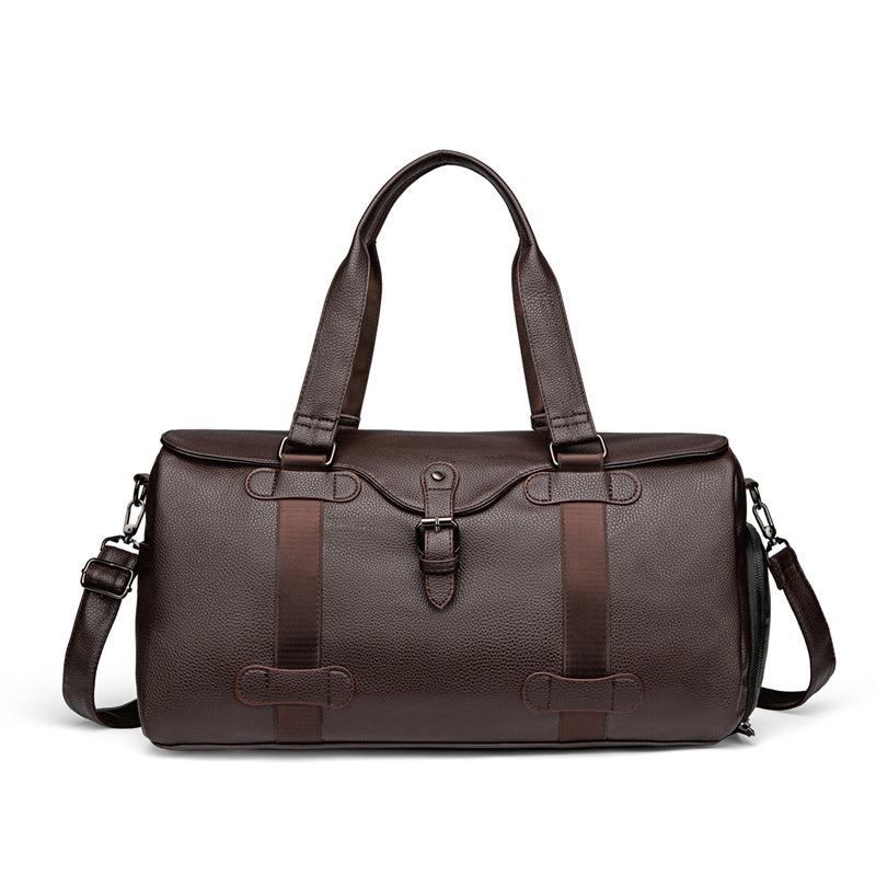 Мужская дорожная сумка кожаная влагозащитная большой вместимости для поездок на короткие расстояния, включая отдельный обувной отсек, деловая сумка-тоут через плечо