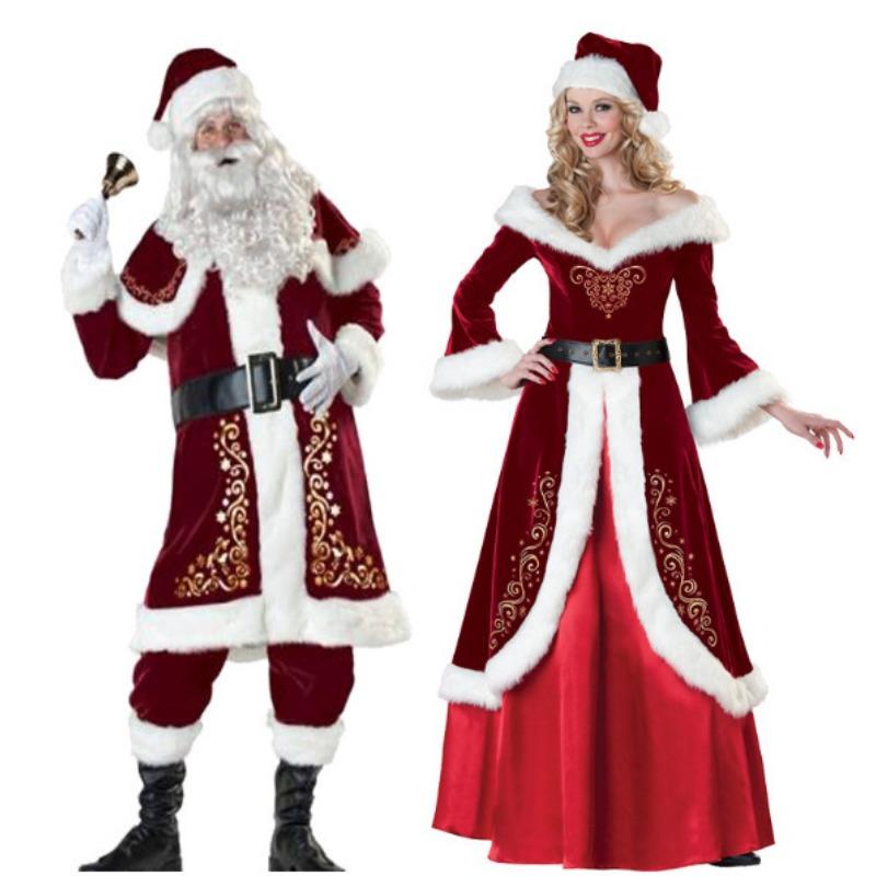 Santa Claus Couple Clothing Vintage Court Dress Women's Makeup Ball Performance Clothing