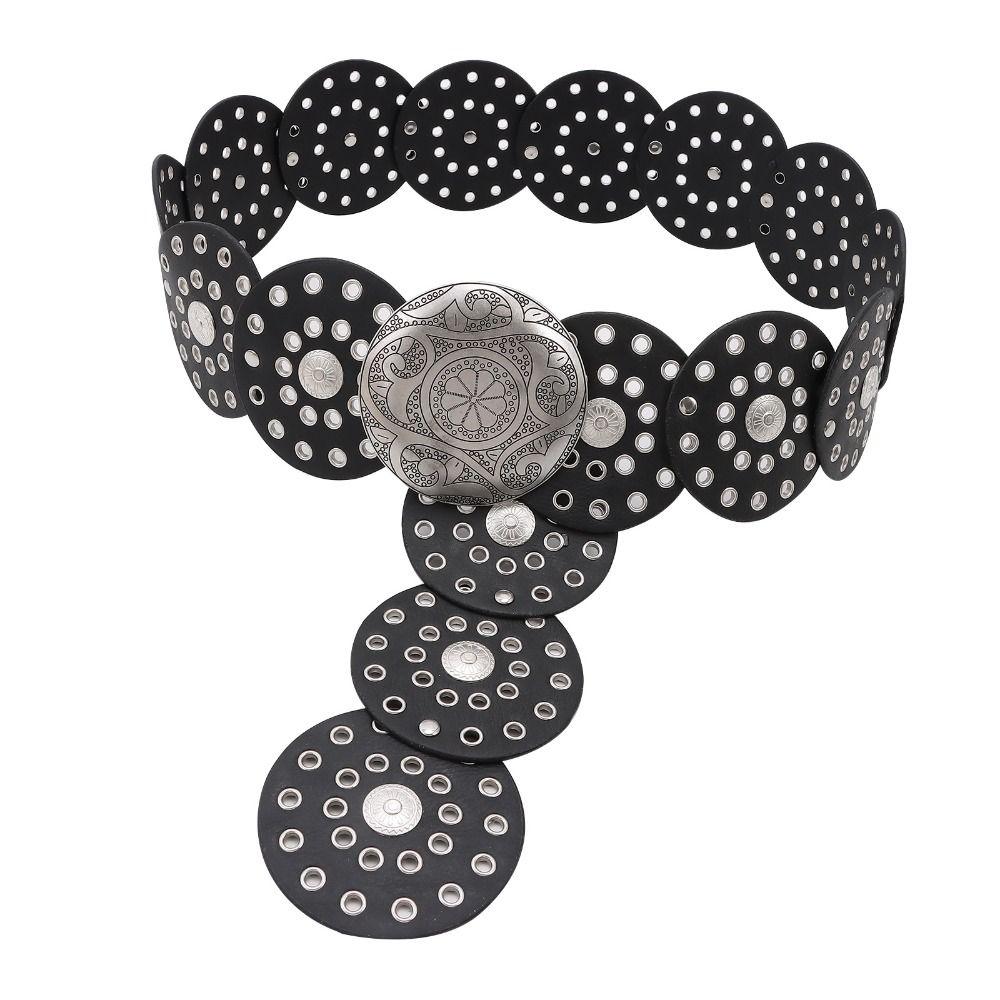 Exaggerated Cowboy Hollow Belt Western Style Wide Disc Belt Disc Belt for Women