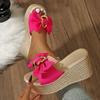 Модные женские тапочки на танкетке, повседневная роскошная обувь, новые летние модные сандалии, высокий каблук, аппликации, цветы, платформа, слайды женские