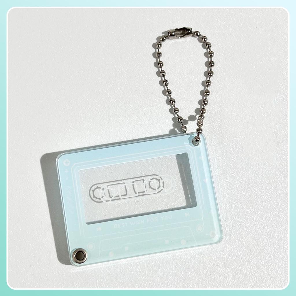 Music Player Photo Frame Keychain Acrylic Slide 1 Inch Photo Organizer Photocard Case Hanging Pendant for Bag