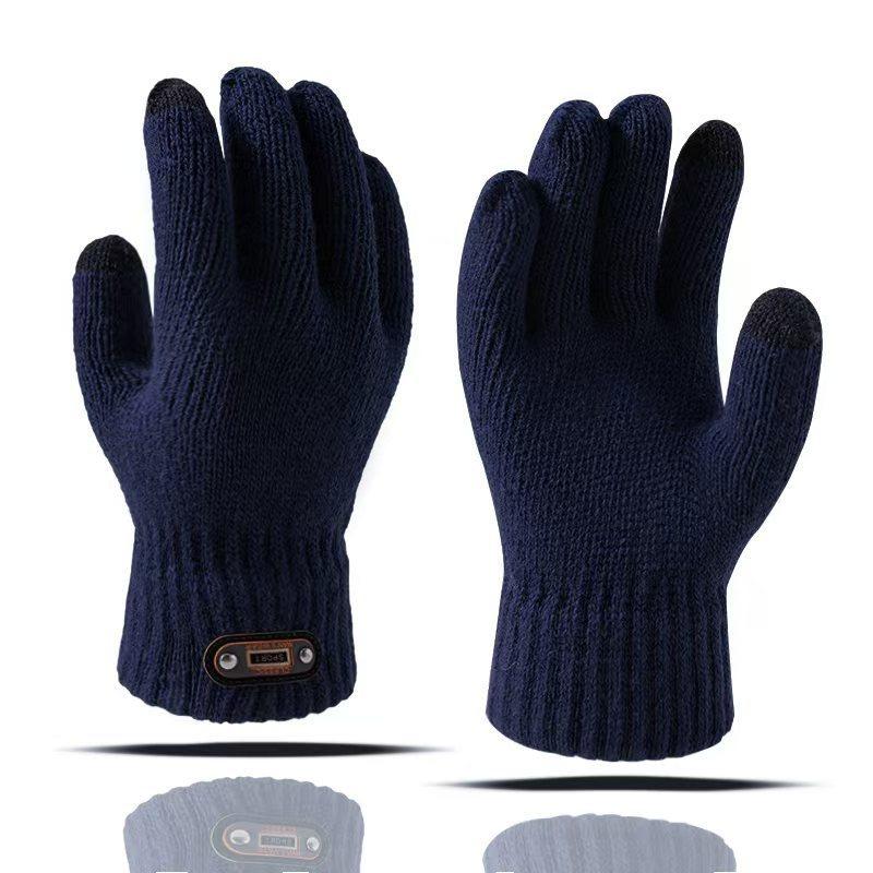 Мужские перчатки зимние утолщенные теплые плюшевые шерстяные зимние для холодной погоды для велоспорта осень-зима вязаные новые модели