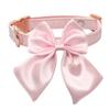 Silk Pink Dog Collar Adjustable Collar for Girl Puppy Kitten Cats Big Bow White Pet Collar with Metal Buckle Pet Accessories
