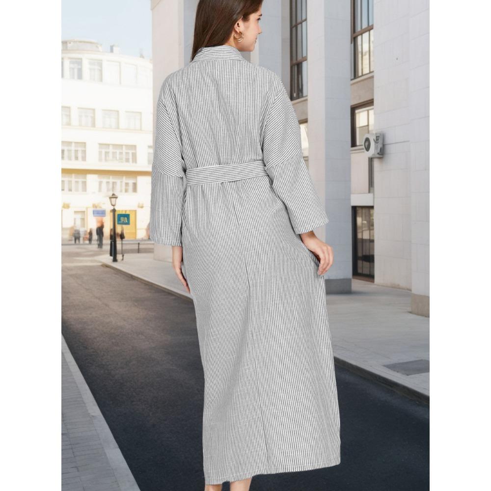 Женская полосатая рубашка юбка свободное платье