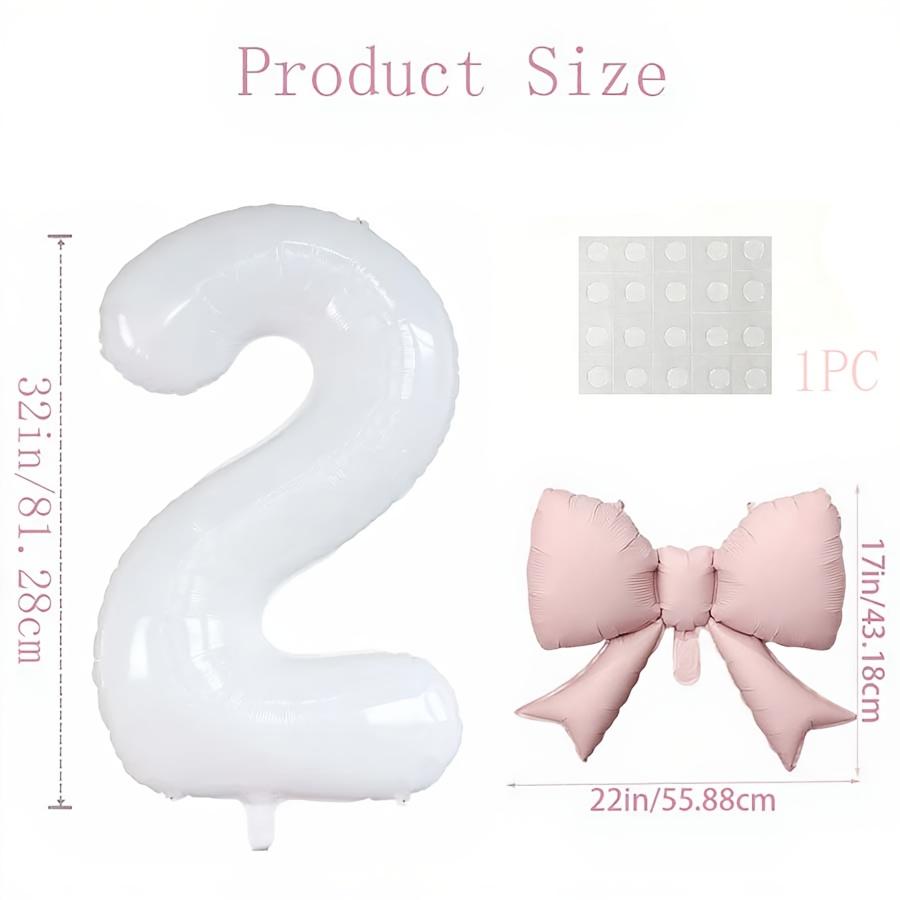 Number balloon set baby pink bow balloon ,white and pink balloon birthday proposal, weddingballoon decoration