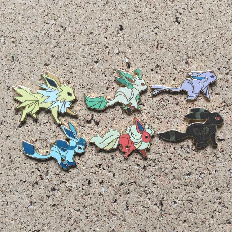 Pikachu Enamel Pins Eeveelution Eevee Lapel Badges Cute Anime Backpack Decoration Metal Brooches Gifts