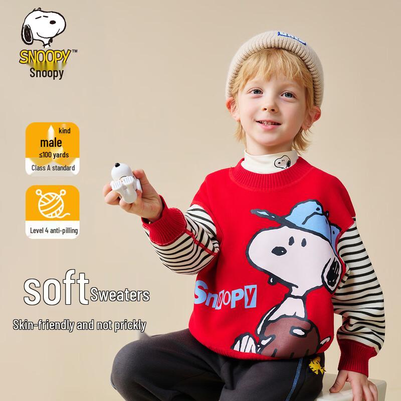 SNOOPY Вязаный свитер для мальчика с круглым вырезом