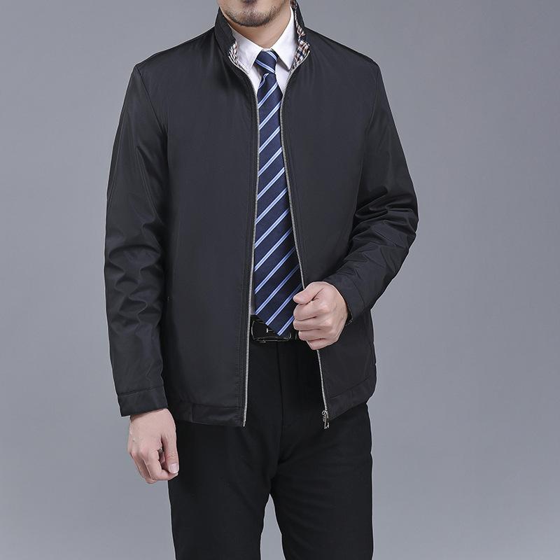 Autumn and Winter New Loose Stand-up Collar Jacket Men's Middle-aged and Elderly Jacket Thin Business Casual Jacket Men's