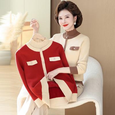 Вязаная базовая рубашка для мамы среднего возраста на осень и зиму, новая женская одежда, флисовый утепленный топ