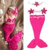 Newborn Photography Baby Props Outfit Photo Costume Girls Handmade Crochet Mermaid Set Headband Bra Tail