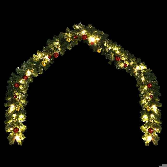 VidaXL Guirlande de Noël décorée avec boules et lumières LED 20 m 246408