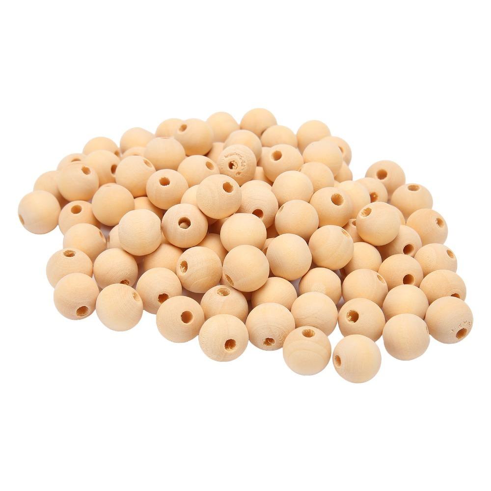 100pcs Bulk Pack Round Wood Beads Multipurpose DIY Wood Beads Wooden Spacer Beads DIY Crafting