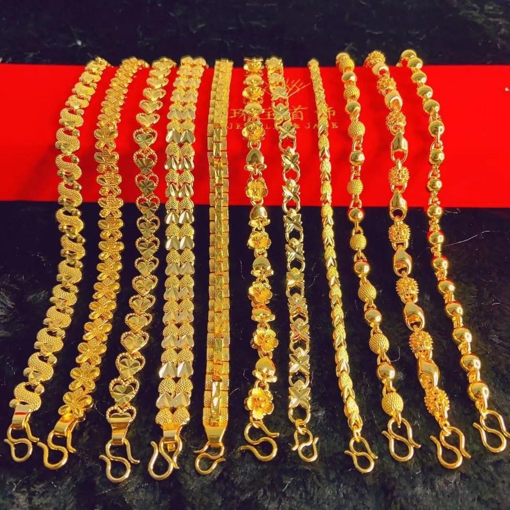 Delicate Love Heart Golden Bracelet Alloy Flower Hollow Bracelet Ornaments Hand Chain Chinese Style Bangles Ladies