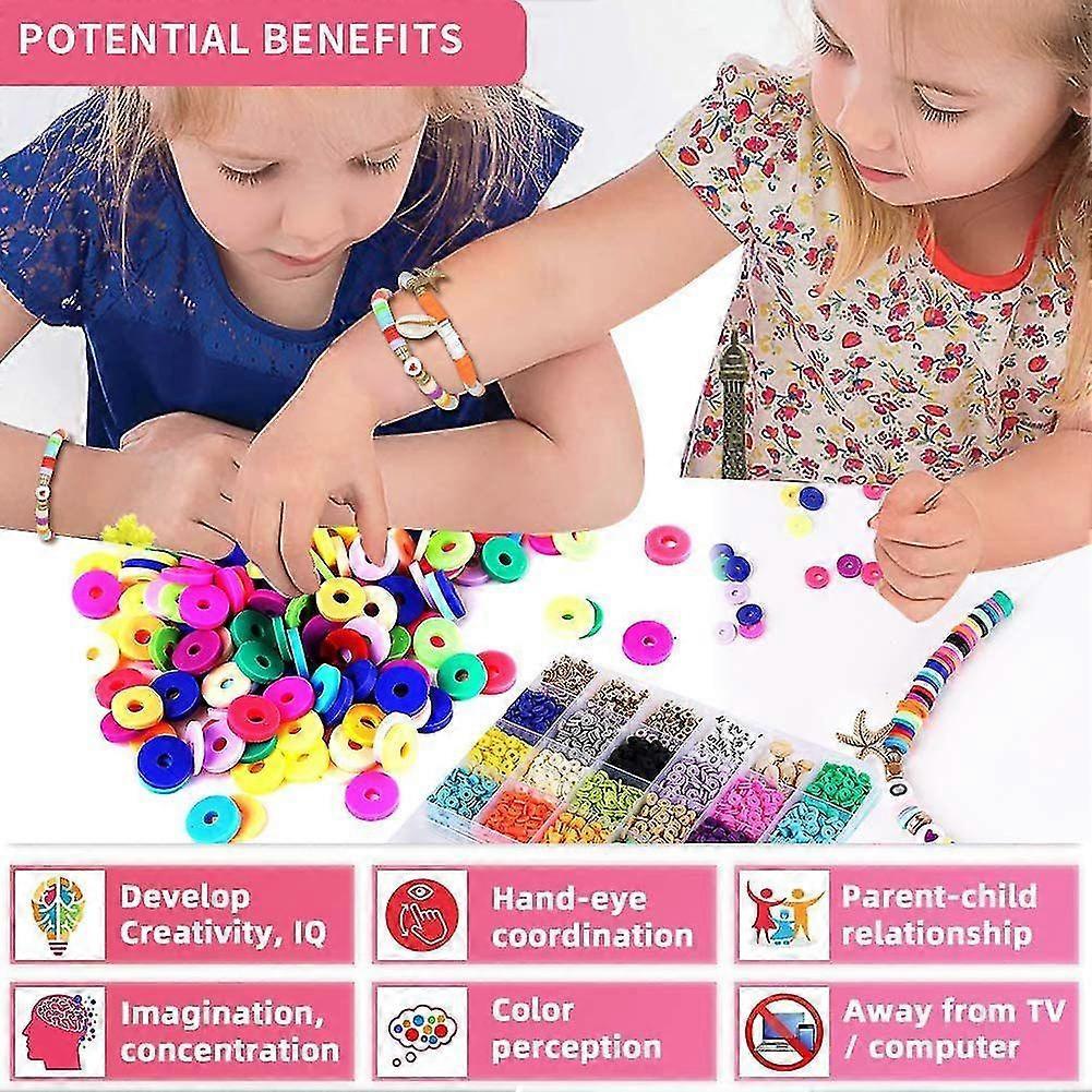 Clay Beads For Jewelry Making Bracelet Kit, Clay Beads With Pendant For Bracelets Necklace Earring Diy