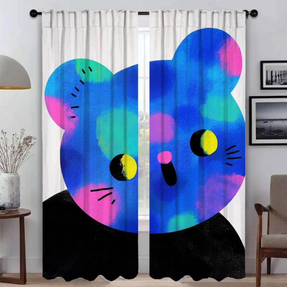 Home Interior Curtains for Camera Funny Cat Curtains Child Room Tulle for Bedroom Living Room Curtain Halloween Decoration Panel