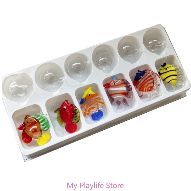 Аквариумный декор, плавающая фигурка морского животного, мини-подвеска, симпатичная стеклянная морская рыба, морская звезда, морская звезда, краб, рыба-клоун, скат, украшение