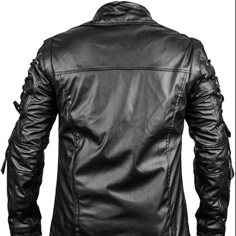 Новое кожаное пальто на осень и зиму, мужское большое кожаное пальто на Хэллоуин в средневековом стиле, панк-готическое кожаное пальто