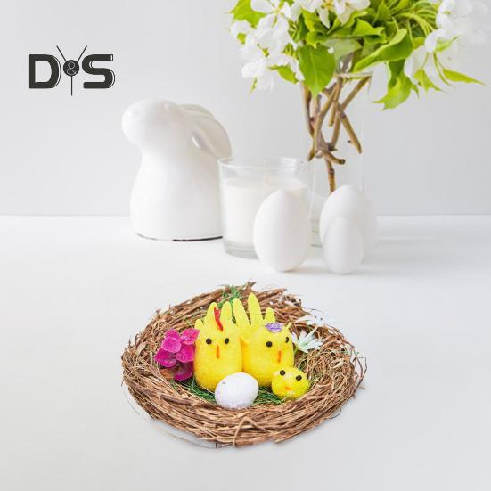 Пасхальные меховые цыплята, мини-плюшевые имитационные цыплята, кролики, украшения с гнездом, пушистые животные, игрушки, пасхальные яйца, наполнитель для детей, украшение для дома и сада своими руками